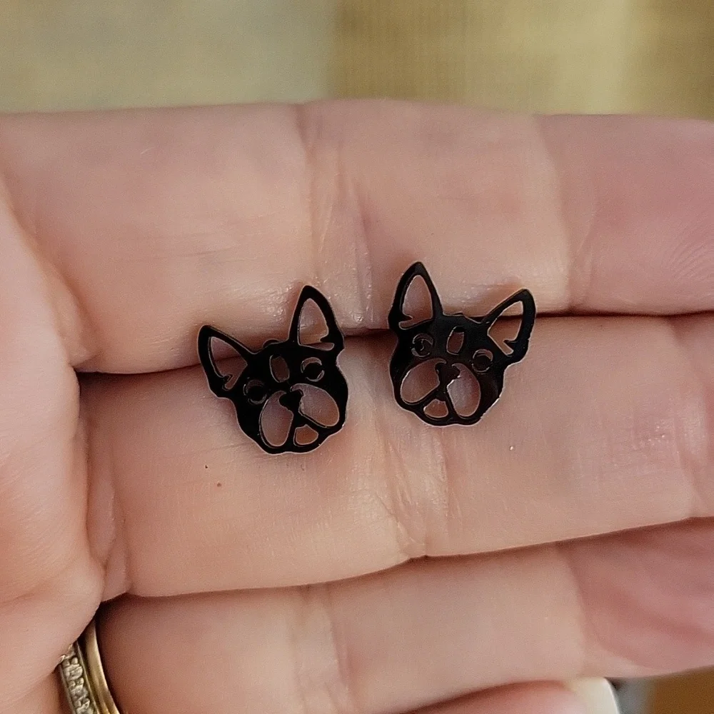 BOSTON TERRIER Stud Earrings - Picture 4 of 5